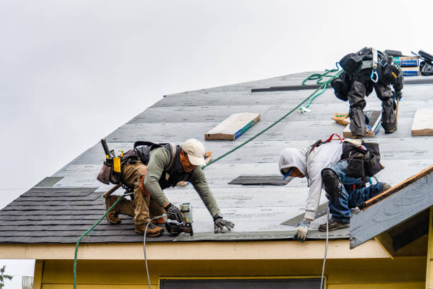Professional Gutter Installation technician working in Anton, TX